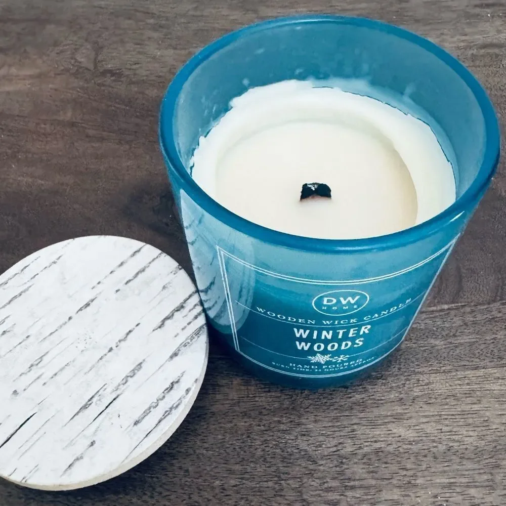 DW Home Wooden Wick Jar Candle Winter Woods